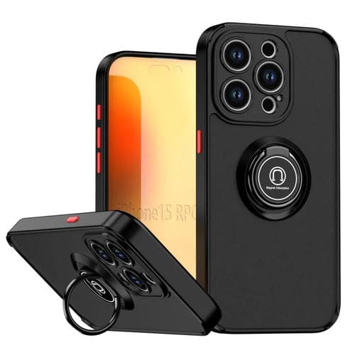 Funda de TPU + PC con anillo para iPhone 15 Pro Q Shadow 1 Series (negro y rojo)