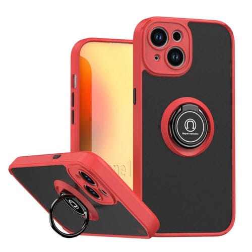 Funda de TPU + PC con anillo para iPhone 15 Q Shadow 1 Series (roja)