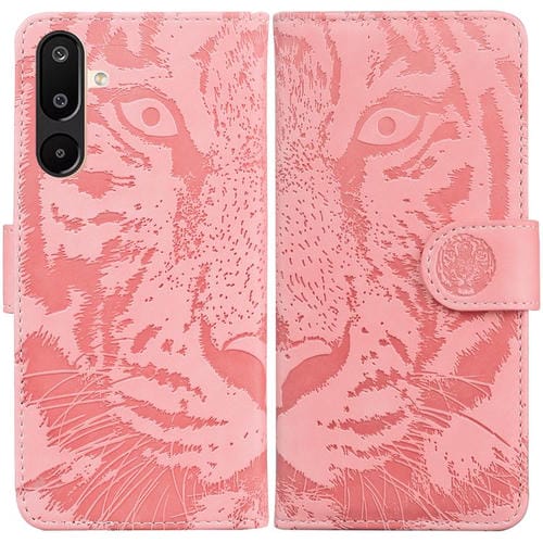 Funda de cuero con tapa y estampado de tigre para Samsung Galaxy M16 5G / F16 5G / M36 5G (rosa)