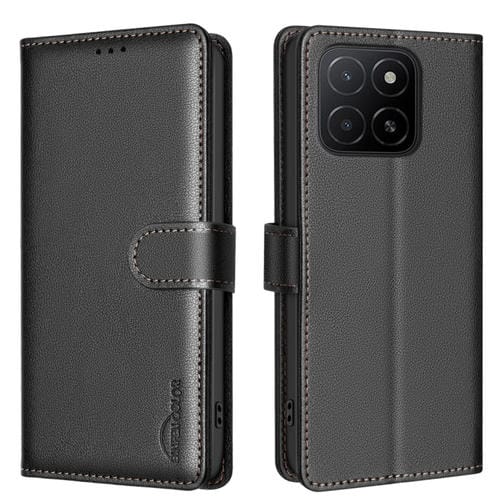 Funda de Cuero Antirrobo RFID con Textura de Lichi para Honor X5B (Negro)