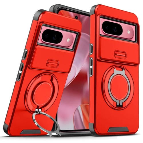 Funda deslizante con anillo protector de cámara para Google Pixel 10/10 Pro (roja)