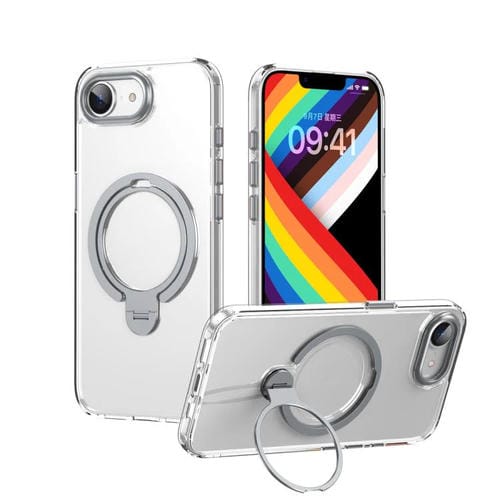 Funda para Teléfono con Soporte Magnético Magsafe Doble Anillo para iPhone 16E (Transparente)