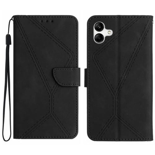 Funda de Cuero Samsung Galaxy A06 5G Relieve y Costuras (Negra)