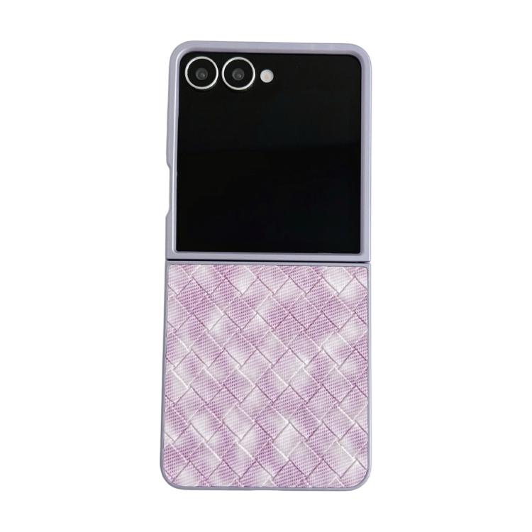 Funda para Samsung Galaxy Z Flip7 5G con patrón tejido colorido y cobertura total (morado)