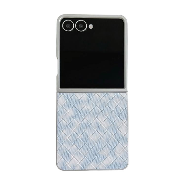 Funda para Samsung Galaxy Z Flip7 5G con patrón tejido colorido y cobertura total (azul)