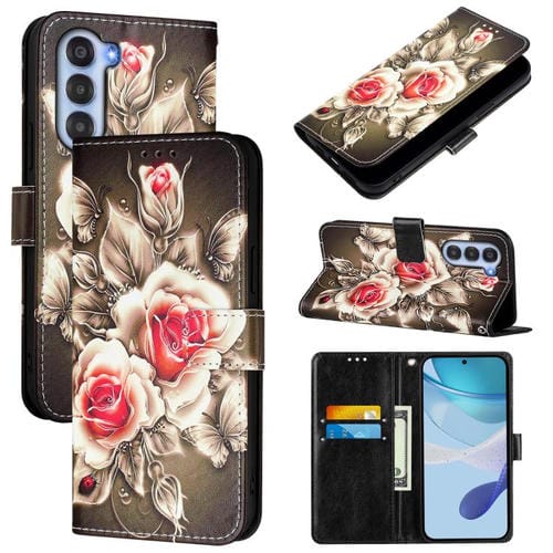 Funda de Cuero para ZTE Nubia S 5G A403Zt con Diseño Dibujo (Rosas Sobre Negro)