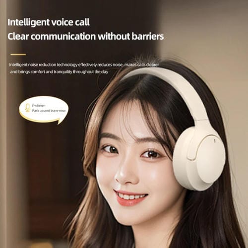 Auriculares Bluetooth NC10 ANC Montados en la Cabeza con Reducción Activa de Ruido (Beige)