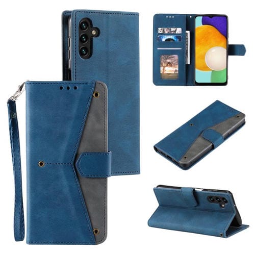 Funda de piel de becerro con costuras y tacto de uñas para Samsung Galaxy A17 5G (azul)