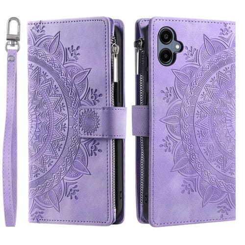 Funda de cuero con cremallera y diseño multitarjeta para Samsung Galaxy A07 4G (morado)
