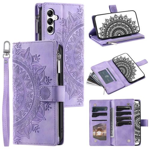 Funda de cuero con cremallera y diseño multitarjeta para Samsung Galaxy A17 5G (morado)