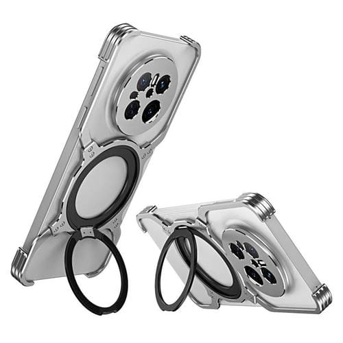Funda de Metal con Soporte Magsafe y Brazo MecĂĄnico para Huawei Mate 70 (Plateada)