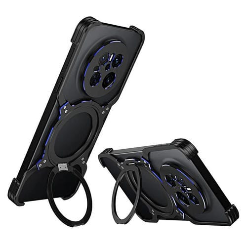 Funda Metal con Soporte Magsafe y Brazo MecĂĄnico para Huawei Mate 70 (Negro y Azul)