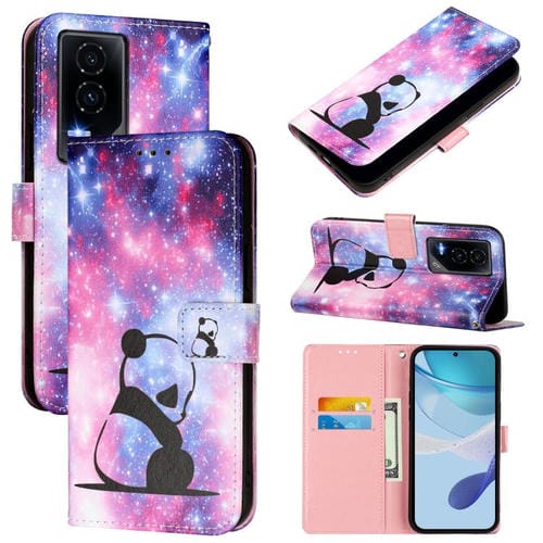 Funda de Cuero con Patrón de Dibujo para Teléfono Honor GT (Panda Bebé)