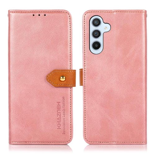 Funda de piel de vacuno bicolor KHAZNEH para Samsung Galaxy A17 5G (oro rosa)