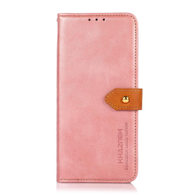 Funda de piel de vacuno bicolor KHAZNEH para Samsung Galaxy A07 5G (oro rosa)
