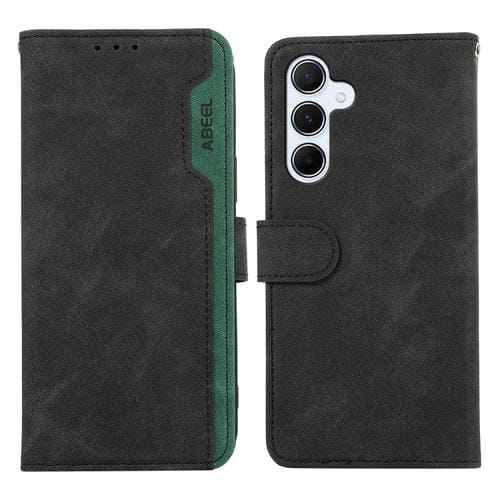 Funda de Cuero Abeel para Samsung Galaxy A56 5G con Bloqueo Magnético Rfid (Negro y Verde)