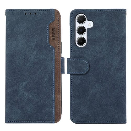 Funda de Cuero Abeel para Samsung Galaxy A56 5G con Bloqueo Magnético Rfid (Azul-Marrón)