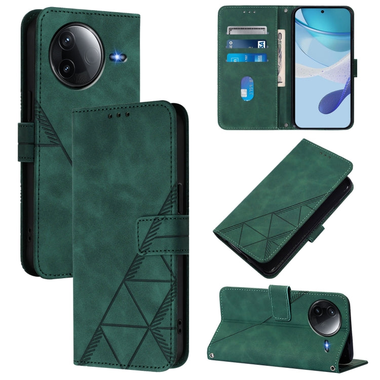 Funda de Cuero con Tapa y Relieve 3D para Redmi K80/K80 Pro (Verde)
