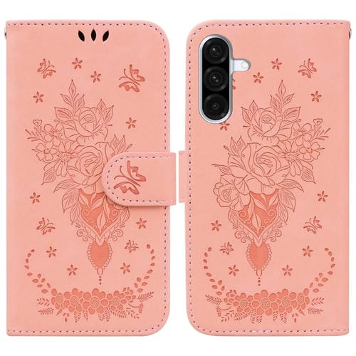 Funda Cuero Samsung Galaxy A26 5G Relieve Mariposa Rosa (Rosa)
