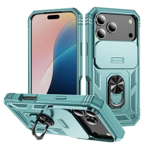 Funda deslizante de TPU + PC con soporte para iPhone 17 Pro (verde)