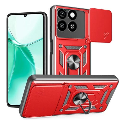Funda para Teléfono ZTE Blade A35 4G A55 4G TPU+PC Cubierta Deslizante Cámara (Roja)