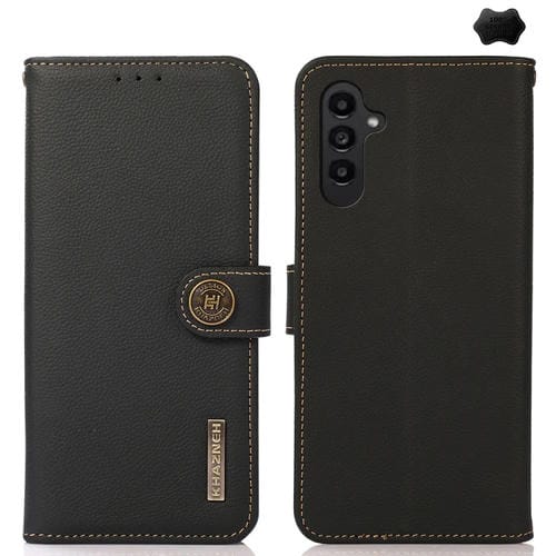 Funda Cuero Genuino Khazneh Custer para Samsung Galaxy A26 5G (Negro)