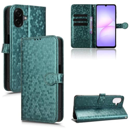 Funda de cuero con textura de lunares y panal para Samsung Galaxy A07 4G (verde)