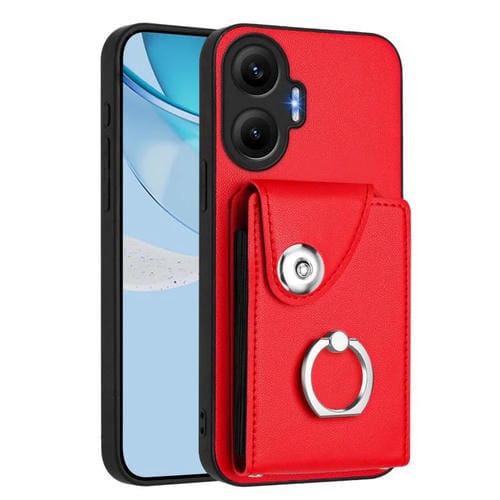 Funda para Redmi Turbo 4 Pro / Poco F7 con tarjetero y anillo (roja)