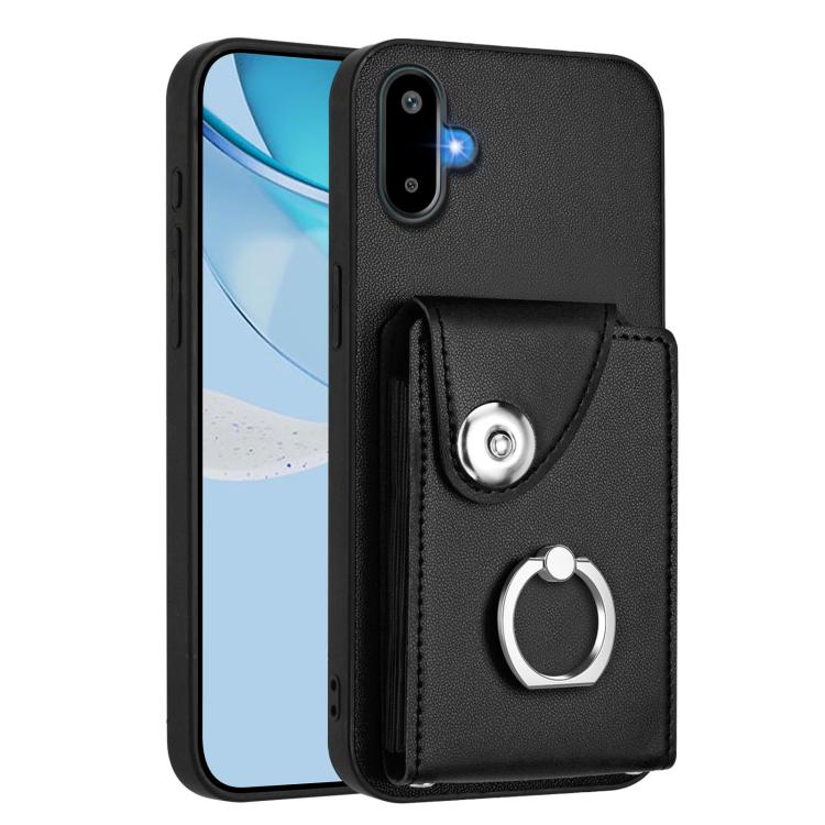 Funda para Samsung Galaxy F06 5G / M06 5G con tarjetero y anillo (negra)