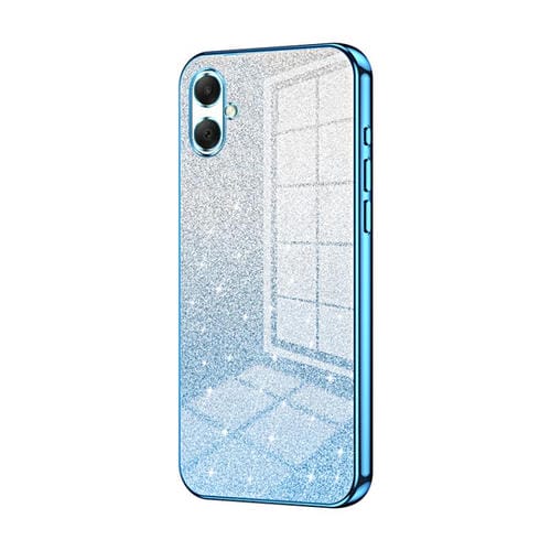 Funda para Samsung Galaxy A07 con purpurina degradada en polvo galvanizado (azul)