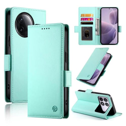 Funda de cuero esmerilado con hebilla lateral magnética para Redmi K80/K80 Pro (verde menta)