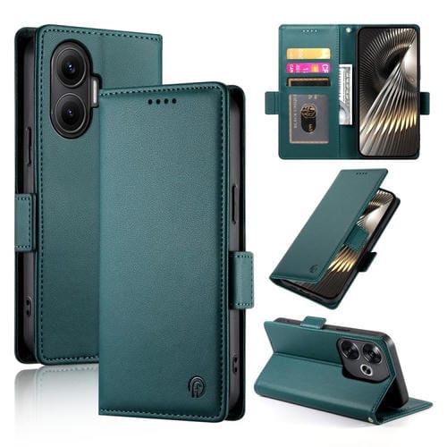 Funda de cuero esmerilado con hebilla lateral magnética para Redmi Turbo 4 Pro / Xiaomi Poco F7 (verde oscuro)