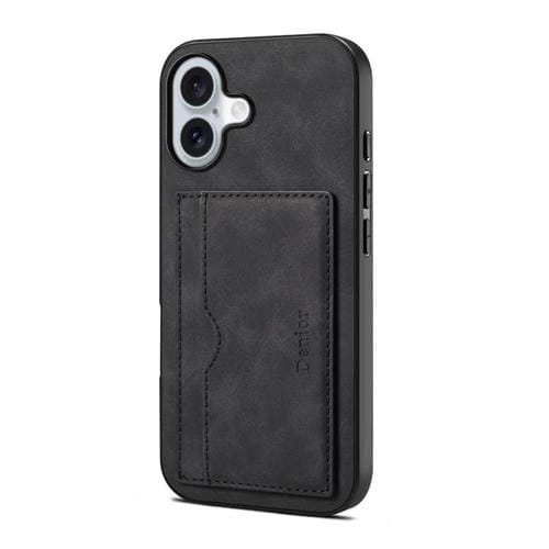 Funda de PU con ranura para tarjeta única Denior D08 para iPhone 17 (negra)