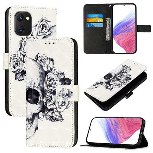 Funda de Cuero con Tapa Horizontal para Umidigi Power 7/7S con Pintura 3D (Calavera)