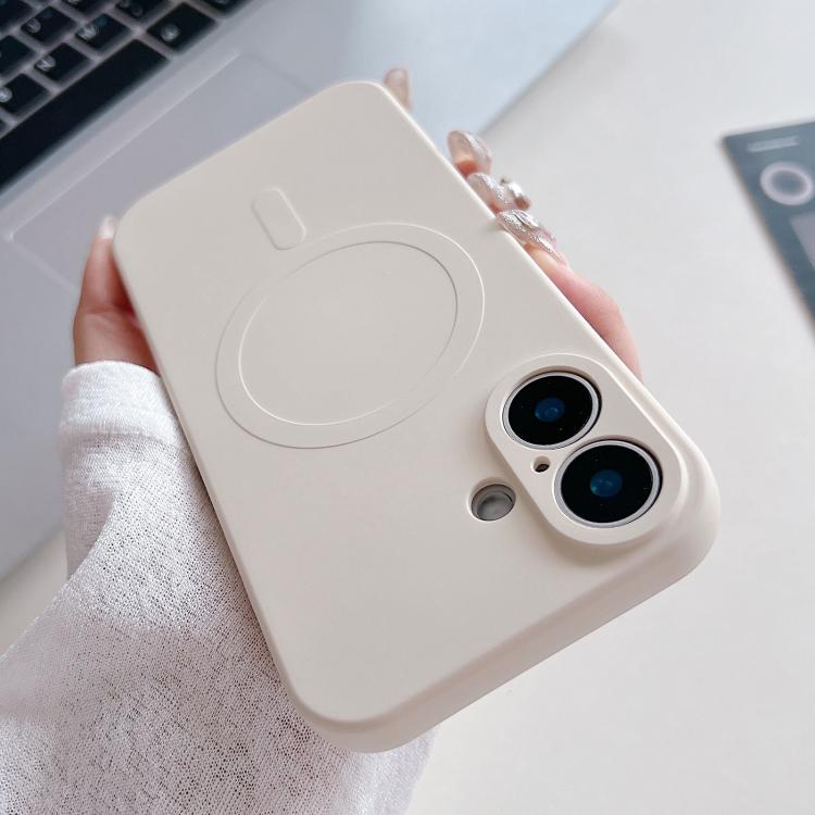 Funda magnética MagSafe de silicona líquida de color sólido para iPhone 17 (blanco antiguo)