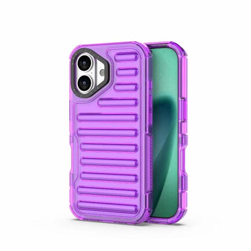 Funda híbrida de TPU y PC con airbag de alta transparencia para iPhone 17 (transparente y morada)