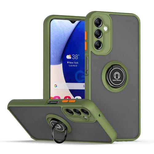 Funda de TPU + PC con anillo para Samsung Galaxy A14 5G Q Shadow 1 Series (verde militar)