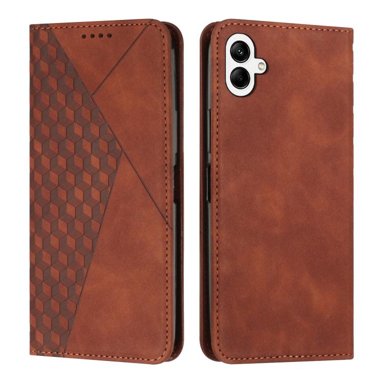 Funda de cuero magnética con textura de diamante para Samsung Galaxy A07 4G (marrón)