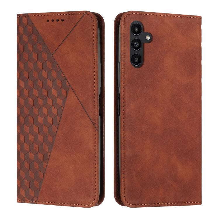 Funda de cuero magnético con textura de diamante para Samsung Galaxy A17/A26 5G (marrón)