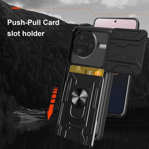 Funda deslizante de TPU y PC con ranura para tarjetas para Xiaomi Poco F7 Ultra (azul)