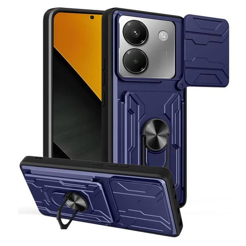Funda deslizante de TPU y PC con ranura para tarjetas para Xiaomi Poco M7 Pro 5G (azul)