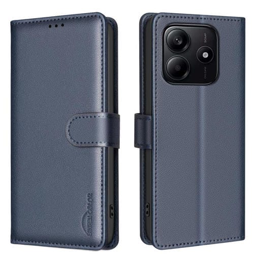 Funda de Cuero Antirrobo Rfid con Textura Litchi para Redmi Note 14 4G (Azul)