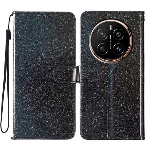 Funda de Cuero con Tapa y Purpurina para Honor Magic7 Pro (Negra)