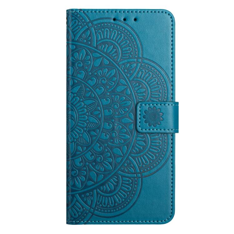 Funda de piel con relieve floral para Samsung Galaxy A17 5G (azul)