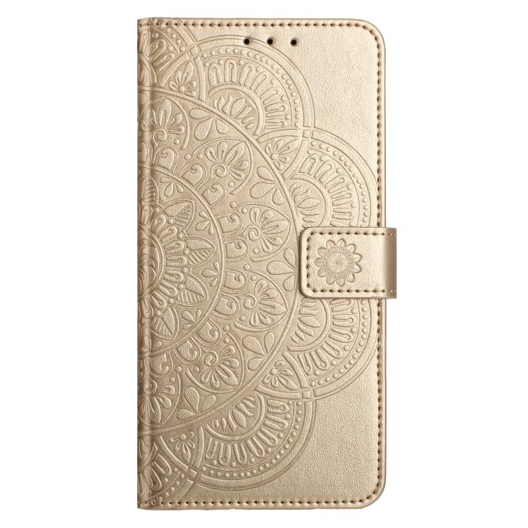 Funda de piel con relieve floral para Samsung Galaxy A07 5G (dorada)