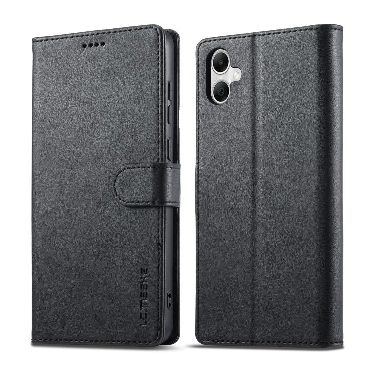 Funda LC.IMEEKE de piel con textura de becerro para Samsung Galaxy A07 4G (negra)