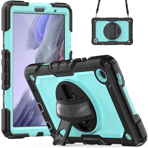 Funda híbrida silicona para Tablet Samsung Galaxy Tab A7 Lite T220 con correa para el hombro (Azul Claro y Negro)