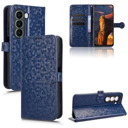 Funda de cuero con textura de puntos de panal para itel A95 5G (azul)