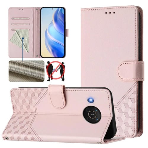 Funda de Cuero Rfid con Relieve en Panal para Nokia X20/X10 (Rosa)