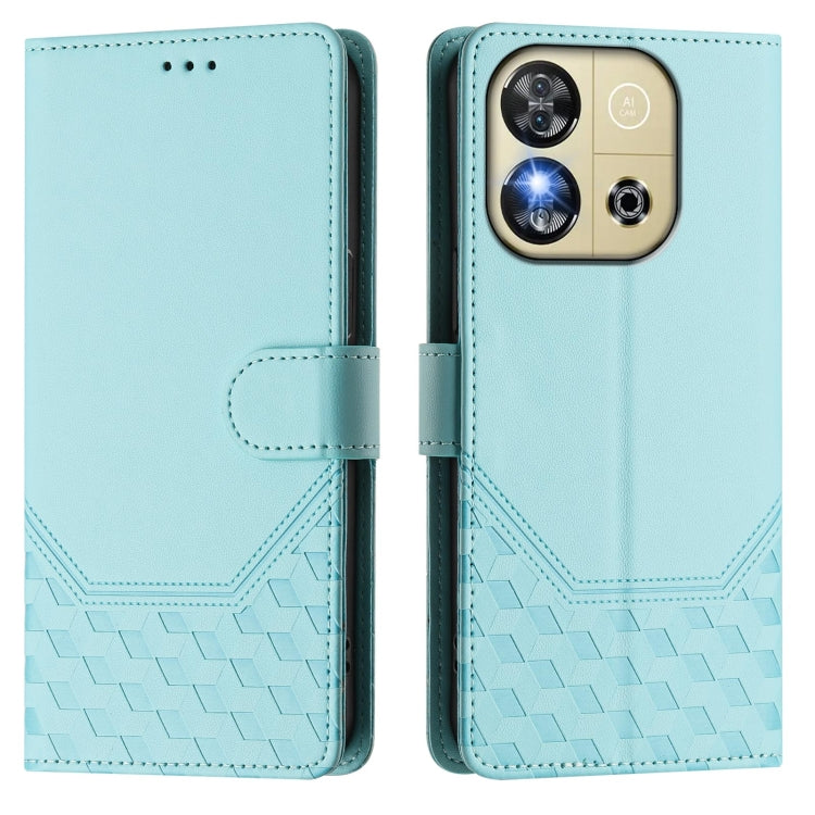 Funda de Cuero Rfid con Relieve en Panal para Oukitel C57S (Verde Menta)